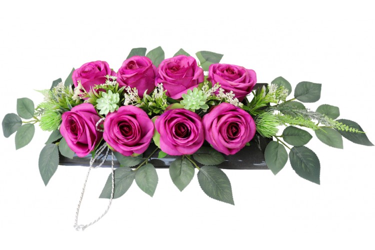 BOX Roże w prostokącie / Amarantowy