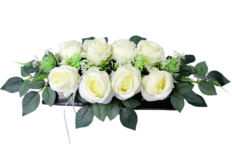 BOX Roże w prostokącie / Kremowe