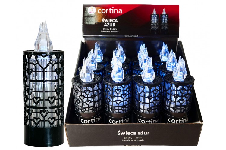 Świeca LED ażurowa 1 szt.- czarna 15 x 5