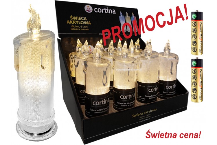 Świeca LED 18 cm + baterie 1 szt.