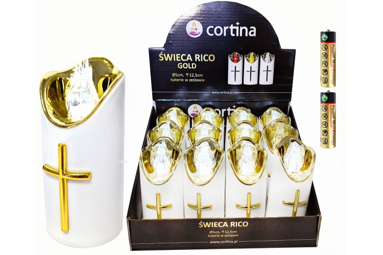 LED Wkład + baterie 1 szt. - biało/złoty 12,5 cm