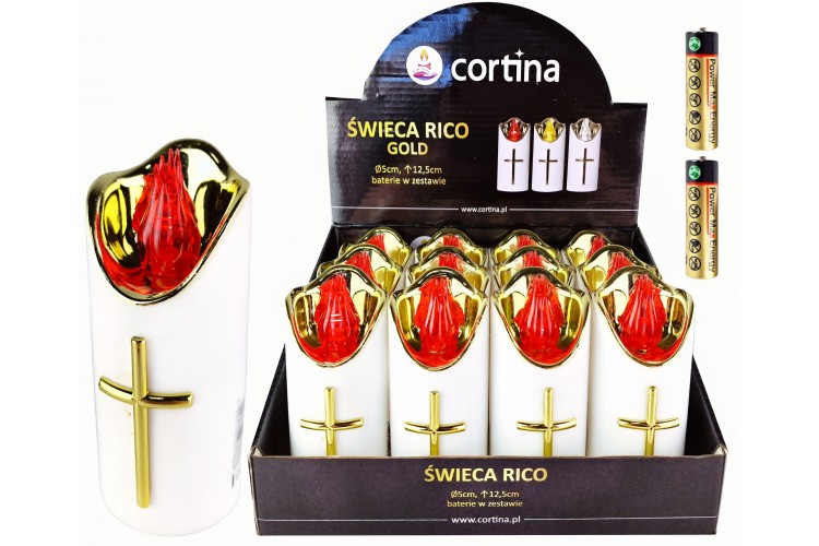 LED Wkład + baterie 1 szt. - biało/złoty 12,5 cm