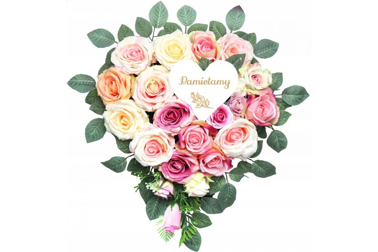 Serce z RÓŻ 50x50 pastelowe stojące na podstawie