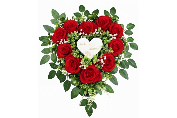 Serce z czerwonych RÓŻ z dedykacją - 55x55