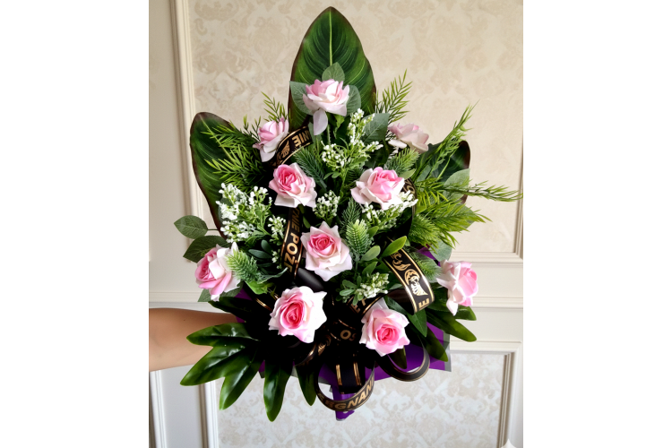 Bukiet pogrzebowy - mała róża welur x10