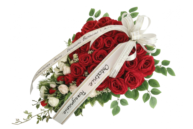 Wieniec serce z Róż na podkładzie 100x70