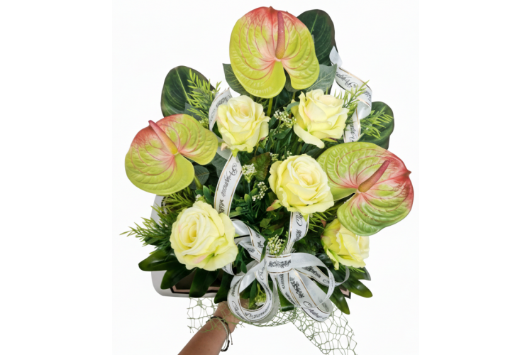 Bukiet pogrzebowy - Anturium róża x 8