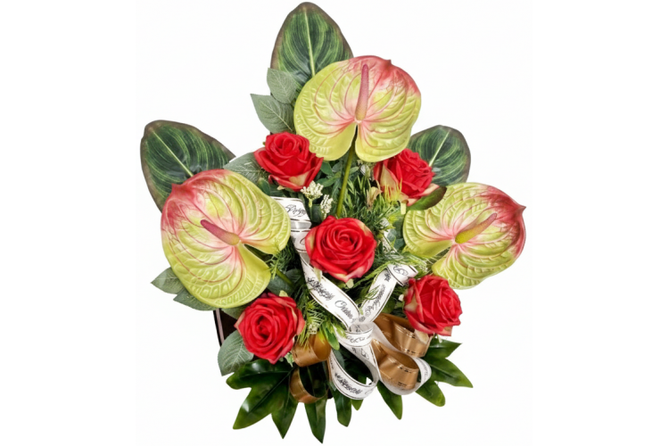 Bukiet pogrzebowy - Anturium róża x 8